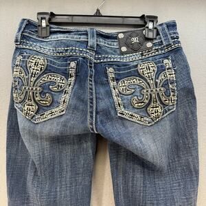 Miss Me Jeans Women's 28x34 (6) Dark Blue Skinny Tall Embellished Western Bling
